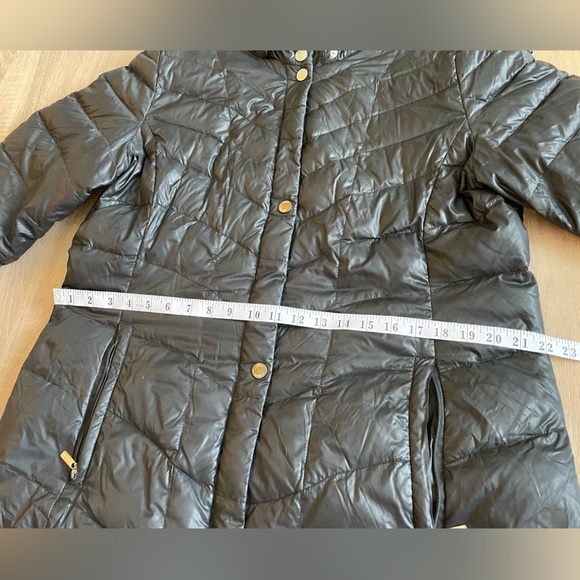 Utex Long Black GOOSEDOWN puffer Jacket Trench w/ Removable hood. Size L - Picture 7 of 15